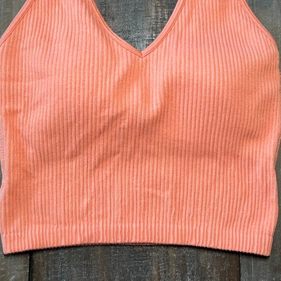 Wishlist Ribbed Coral Crop Top Bralette M/L | Stretchy Soft Lounge Tank - Picture 5 of 16
